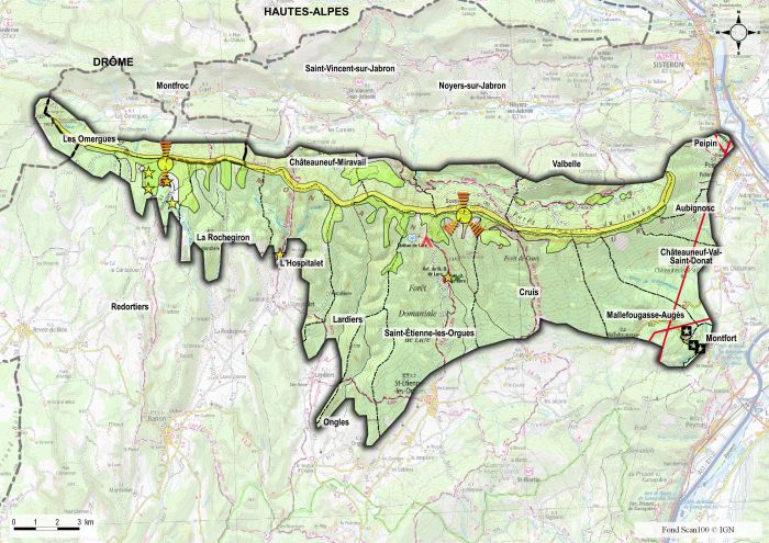 La vallée du Jabron - Carte des enjeux